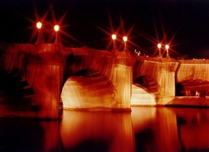 Pont Neuf wrapped by Christo in Paris 1985