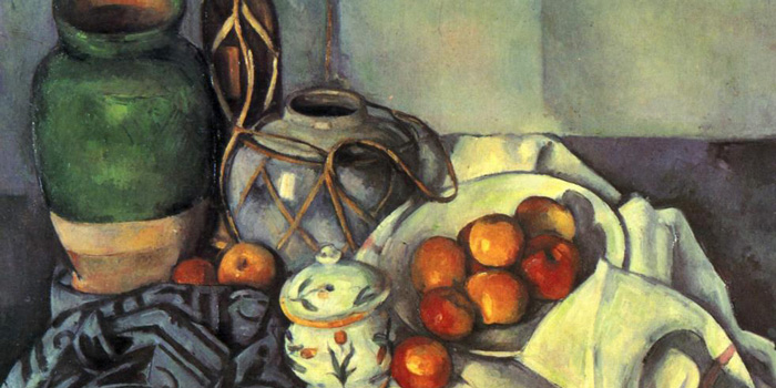 a still life painting by Paul Cezanne